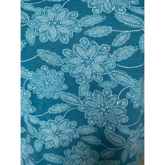 Boca Bay Womens Blue Floral Round Neck Short Sleeve Top Size Medium - Picture 5 of 9